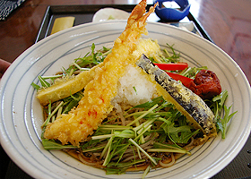 夏限定の冷やおろしえび天そば